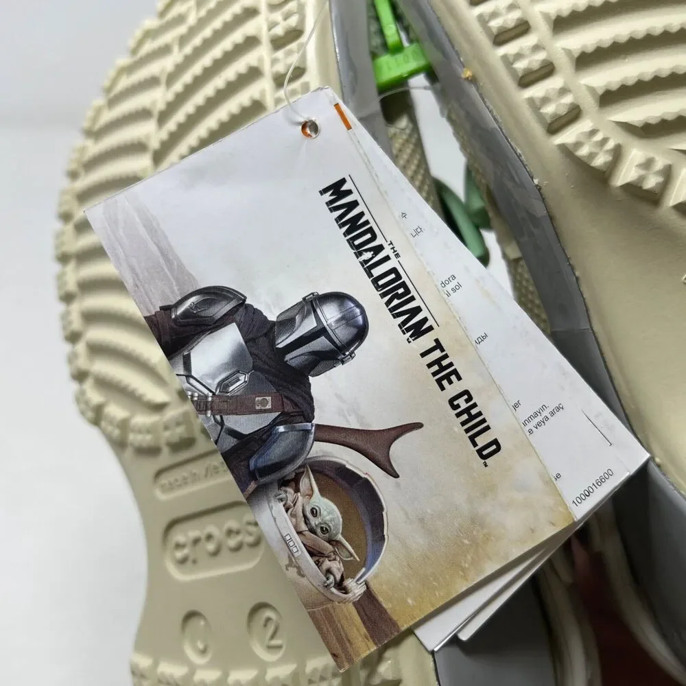 New Crocs Star Wars Baby Yoda Mandalorian Classic Clogs with Jibbitz Sz J2